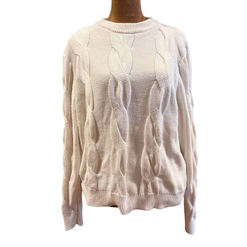 J. Crew Chunky Cable Knit Sweater Kids XL Cream/White Long Sleeve Cotton Preppy